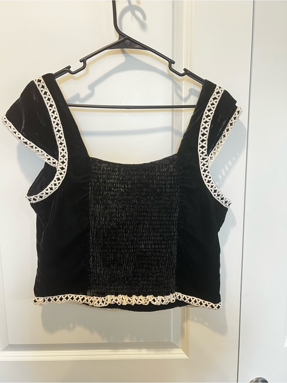 NWT Free People Tyler Velvet Corset Cropped Top with Cream Trim - Picture 6 of 13